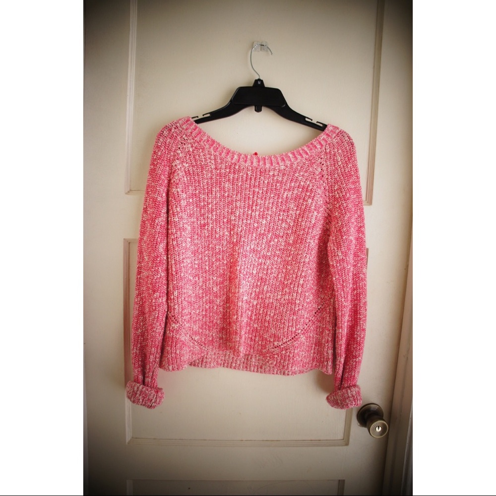 Aeropostale Pink Knit Sweater tie bow in back